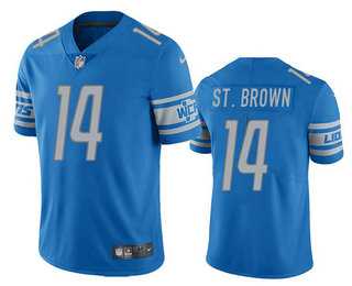 Nike Men & Women & Youth Detroit Lions #14 Amon Ra St Brown Blue Vapor Untouchable Limited Stitched Jersey,We sell and wholesale Nike Men & Women & Youth Detroit Lions #14 Amon Ra St Brown Blue Vapor Untouchable Limited Stitched Jersey on line form chian!